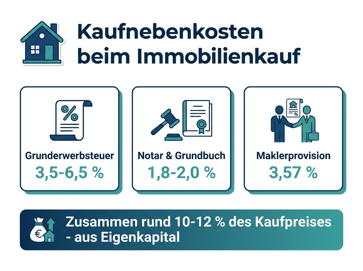 Infografik: Kaufnebenkosten beim Immobilienkauf im Überblick