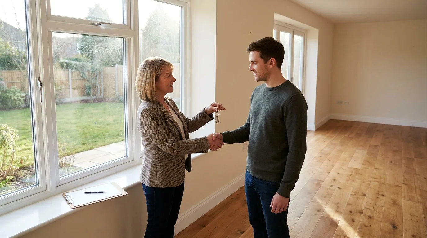 Schlüsselübergabe im leeren Haus mit Übergabeprotokoll